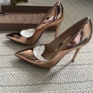 Gianvito Rossi - Metal Peach 105 Patent Leather Pumps (Size 37, US 7)